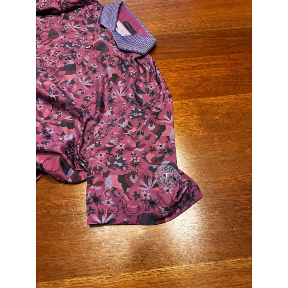 Size L Greyson Animals Polo Purple Pink Wildlife Golf Shirt NWT Performance - Picture 9 of 10